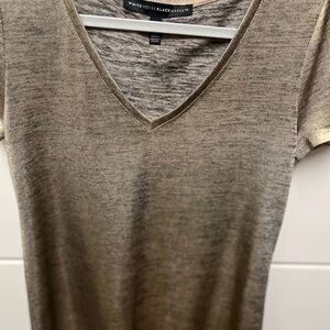 White House Black Market Gold V-Neck Women's Top - Small